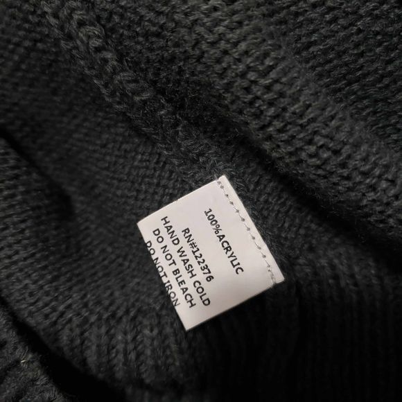 Kosmios size Large Dark Gray Open Shoulder Tunic Acrylic Open Knit Top - Picture 6 of 8